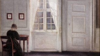 Vilhelm Hammershoi (1864-1916), interior en la calle Strand, Luz del sol en el piso, 1901