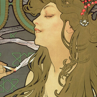 Alphonse Mucha, Job (detail), 1896. Courtesy of Nelson-Atkins Museum © 2025 Mucha Trust