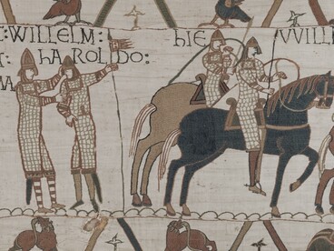 Tapiz de Bayeux. Haroldo Godwinson jura ante Guillermo de Normandía