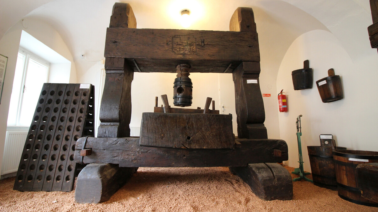 Exposition of Historic Wine Presses and Wine-Making Tools. Courtesy of National Museum of Agriculture