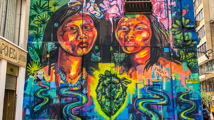 Street art in Bogota, Columbia, South America. Talking from the heart