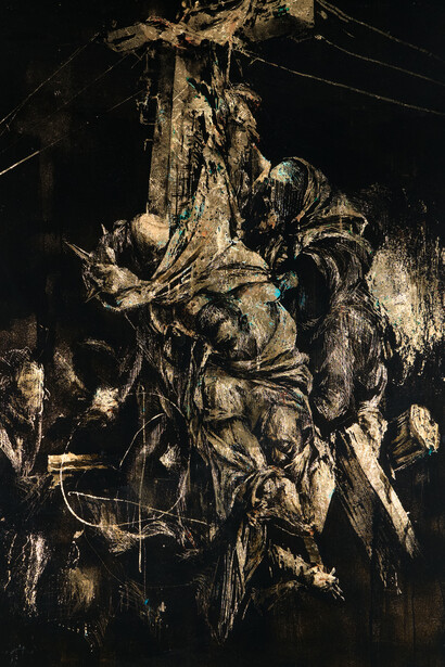 Gonzalo Borondo, Trittico della Discesa II (dettaglio), 2026. Cortesia di 21Art Treviso