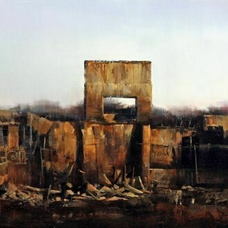 Kim Cogan, Fleishhacker Pool Ruins (detail), 24x52”, oil on canvas