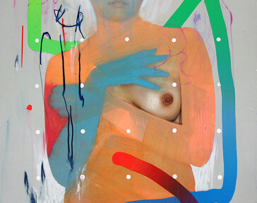 Erik Jones, Snake, 24x36 inch 61x91cm. Watercolor, colored pencil, water-soluble wax pastel, acrylic on Rives bfk paper mounted to panel