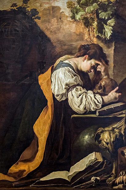 Melancholy by Domenico Fetti (1612). Death, suffering and meaninglessness are the main themes of philosophical pessimism