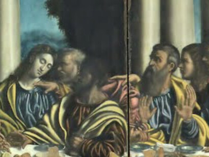 Pala d'altare in legno "Ultima Cena" di Alessandro Berri 1540 presso la chiesa dei SS. Pietro e Paolo a Castelnuovo Scrivia