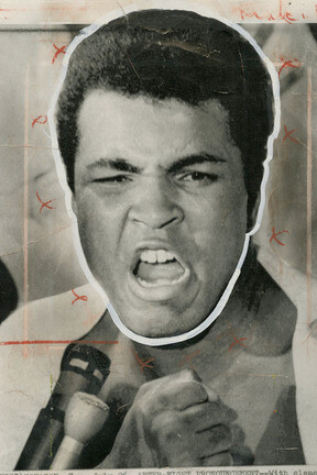 Photographer Unknown, Muhammad Ali speaking after his 12th round TKO over Jimmy Ellis in Houston, July 26, 1971. Courtesy of Howard Greenberg Gallery