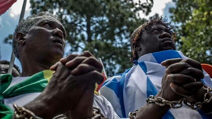 Two Africans enslaved by colonialists