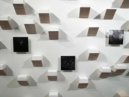 Natasha Holmes, Willing to Part, Wood, Paper box, Plastic bag, Instant Photograph, & participant’s ephemera, Murmurs, Photographs mounted on aluminum