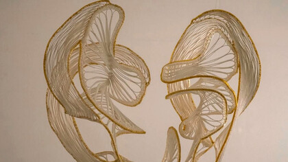 Shoko Fukuda pasó su infancia rodeada de materiales de costura de su madre y a ello hay que incluir su afición a dibujar espirales, cuyos movimientos forman parte del proceso de creación de sus obras