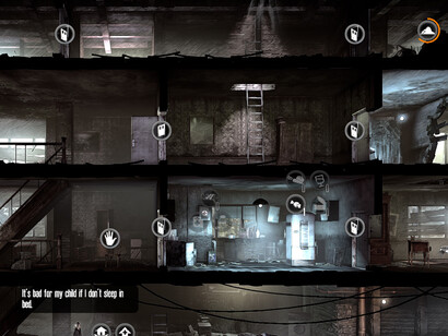 Screenshot de This War of Mine. En TWOM se conoce el hambre, el miedo y la necesidad de defenderse para sobrevivir en medio de un conflicto bélico