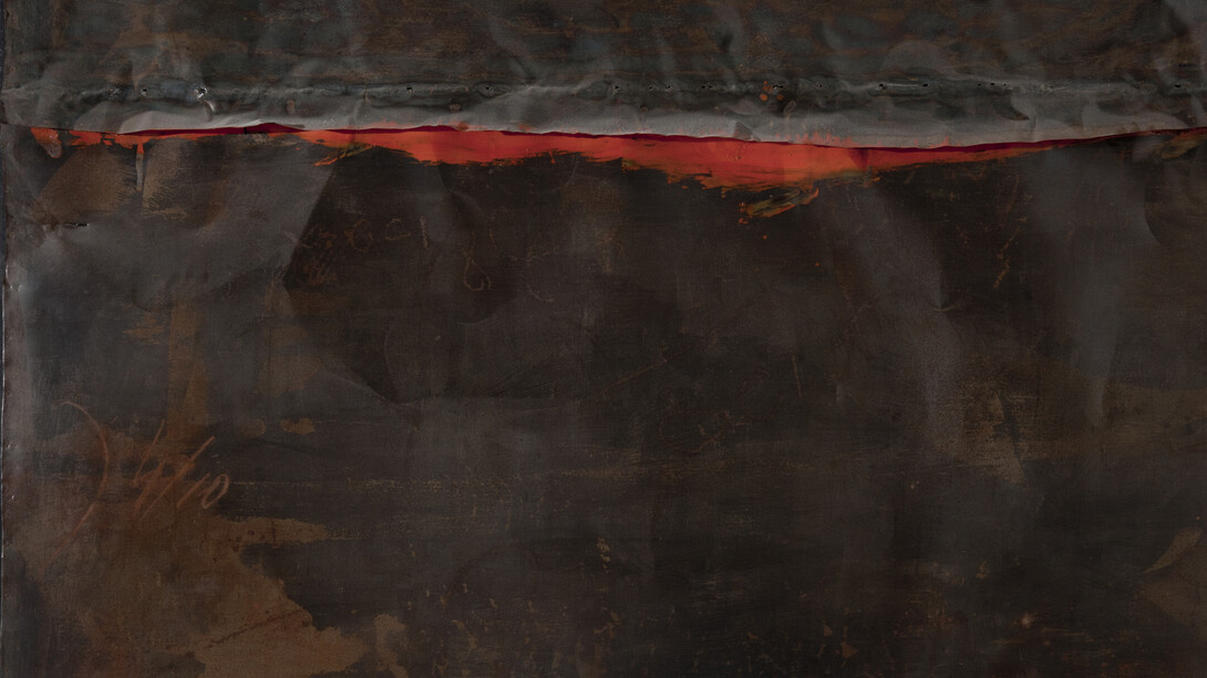 Alberto Burri, Ferro SP (Iron SP), 1961, Iron and oil on wood, 130 x 200 cm, Galleria nazionale d’arte moderna e contemporanea, Rome, © 2014 Artists Rights Society (ARS), New York/SIAE, Rome, Photo: Antonio Idini, Soprintendenza alla Galleria nazionale d’arte moderna e contemporanea, Courtesy Ministero per i Beni e le Attività Culturali