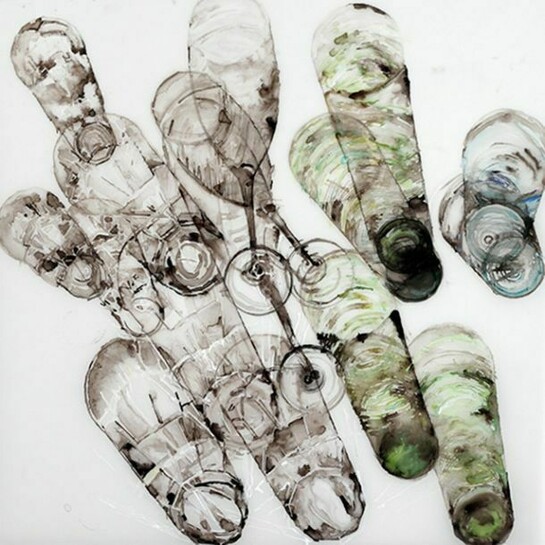 Katina Huston, Glassware, Everyday, 2010, Ink on mylar, 24 x 24 inches