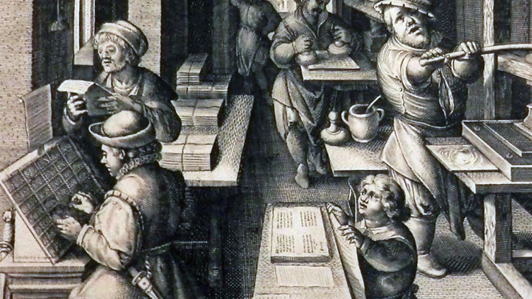 Interno di una tipografia nella stampa del fiammingo Theodor Galle ( 1571–1633)