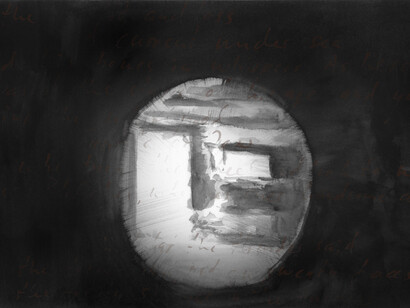 Uwe Wittwer, Cracking Glass (after Jarman) (detail), 2015, Unique inkjet prints, 28 parts, 45 × 75 cm each © Uwe Wittwer 2015. Courtesy Parafin, London