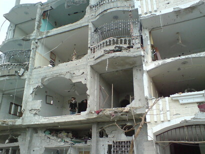 Edificio en ruinas tras la Operación Plomo Fundido, conocida también como la Primera Guerra de Gaza, enero de 2009