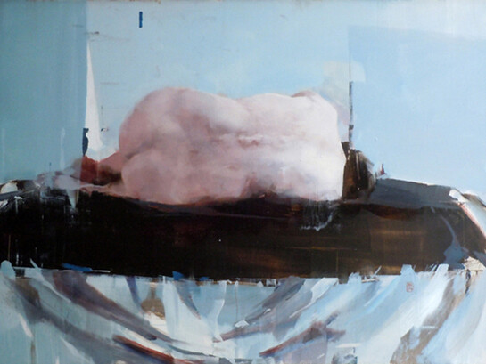 J.F.H. with Black and Blue, 2009, Oil on panel, 16 x 22 inches
