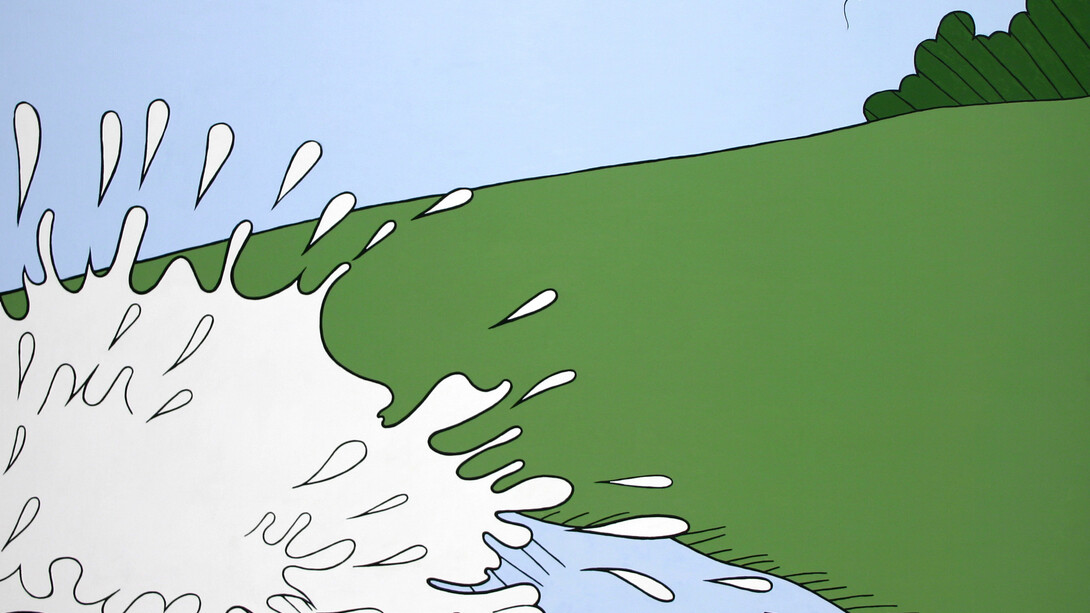 John Wesley, Wimpy's Dive, 1993. Acrylic on canvas. 42.5 x 59 inches. Courtesy the artist and Fredericks & Frasier Gallery, New York