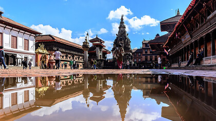 Reflection on Bhaktapur Durbar Square, Bhaktapur, Nepal