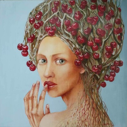 Pierangela Bilotta, Fruttificare, tecnica mista su legno 60x60