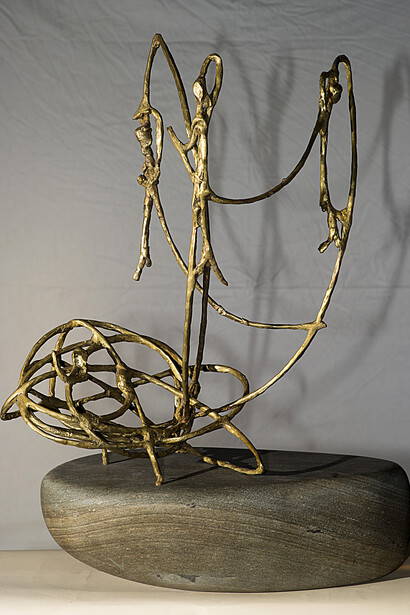 Trasfigurazione/Ideogramma plastico, bronzo su pietra di fiume, 1952, 60x30x90h cm
