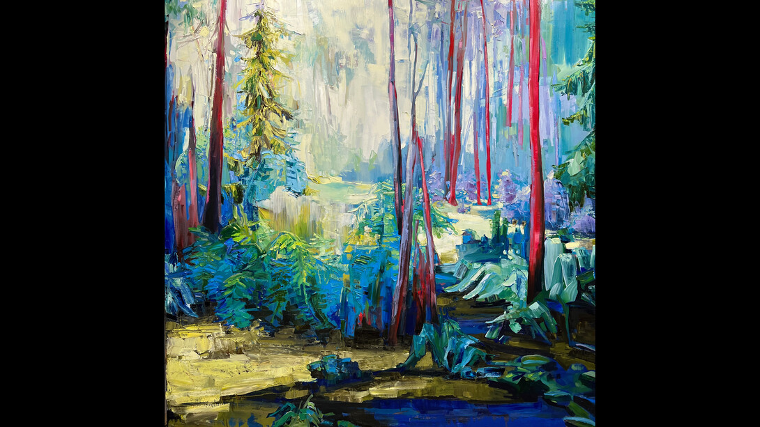 Julie Himel, Second Nature, mixed media on canvas, 60x60 inches. Courtesy the artist and Foster/White Gallery