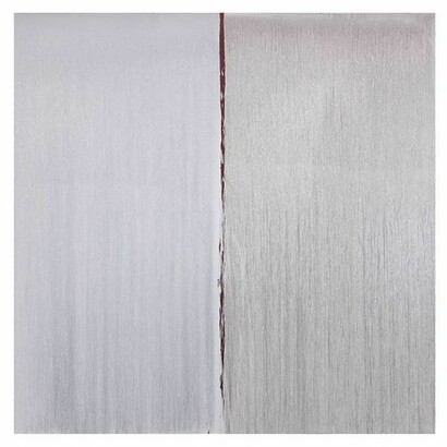 Pat Steir, Two Whites Over Antique, Red Over Cadmium Red, 2013, Oil on canvas, 11 x 11 feet, 132 x 132 inches, 335.3 x 335.3 centimeters