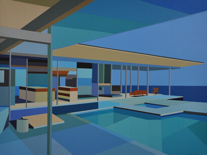 Andy Burgess, Stahl House No. 6, 2013, Oil on Canvas, 36 x 48 in