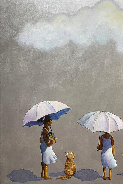 Adrián Gómez, Las Negitas, óleo sobre lienzo (detalle)