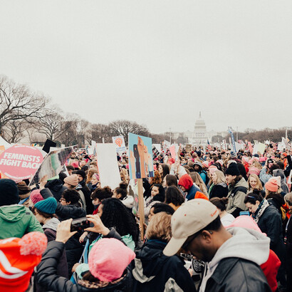 Crowd during a feminist protest