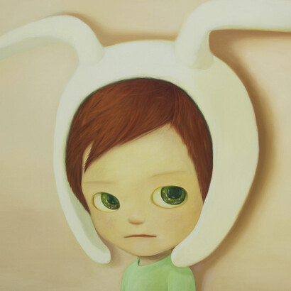 Mayuka Yamamoto, White Rabbit Boy, oil on canvas, 38.25x51.25 inches. Courtesy of the artist and Corey Helford Gallery
