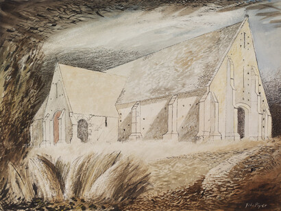 John Piper, The Tithe Barn, Great Coxwell, Berkshire  ©Victoria and Albert Museum