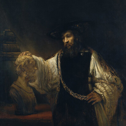 Rembrandt, Aristóteles con un busto de Homero. Óleo sobre lienzo, 1653. Museo Metropolitano de Arte