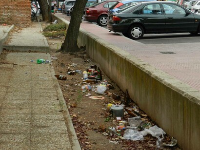 Papeles en aceras y jardines