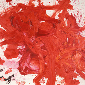 Kazuo Shiraga, Sekirai, 1997, Oil on canvas, 86 1/4 x 114 5/8 inches, 219 x 291 cm. © Estate of Kazuo Shiraga, Courtesy Fergus McCaffrey