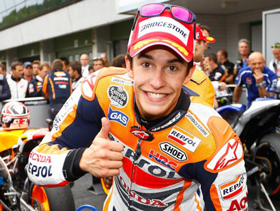 MotoGP. Marc Márquez celebra una victoria en boxes