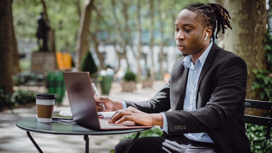 A man battling with the internet connectivity in Africa