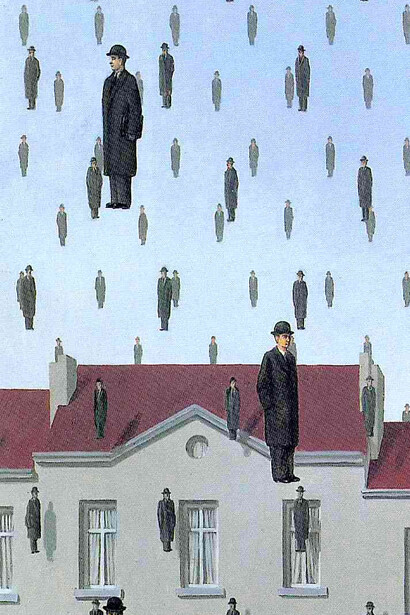 René Magritte, Golconda (detalle), 1953