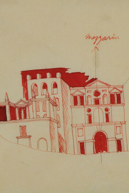 Gio Ponti, Architetture per un piatto della serie Le mie donne, 1923 circa, Museo Ginori