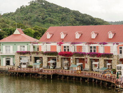 A shopping area in Coxen Hole, the capital city of Roatán, Honduras