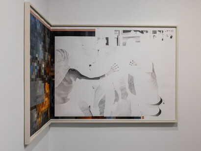 Cosmo Whyte, The mother’s tongue, pressed to the grinding stone, exhibition view. Courtesy of The Arts Club of Chicago