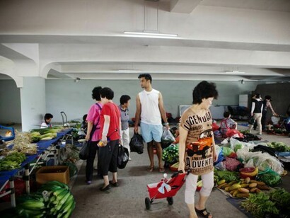 Buying fruits and vegetables in the market