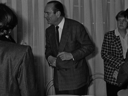 Jacques Chirac, em 1990. Ele foi convocado para ser primeiro-ministro em coabitação da presidência de François Mitterrand em 1986.