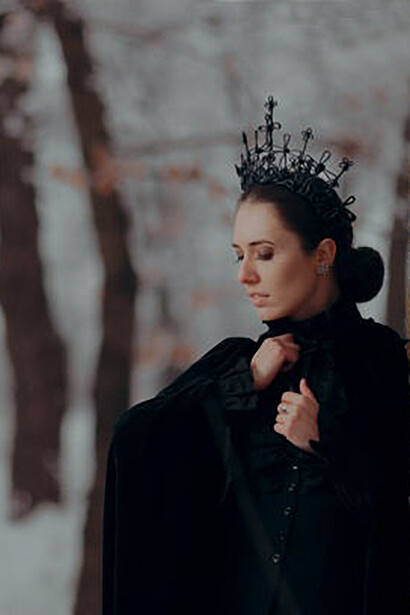 The malevolent queen, fueled by her dark desires, weaves her schemes in the shadows