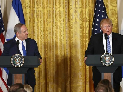 Trump en una rueda de prensa con Netanyahu,primer ministro de Israel