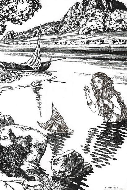 Ilustración de Ivan Bilibin incluida en Hans Christian Andersen, La sirenita (2014)