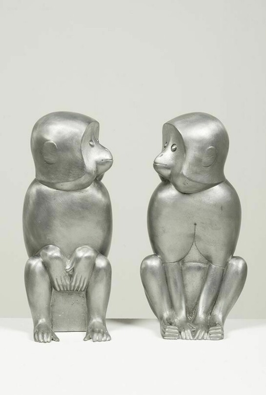 François-Xavier Lalanne (1927 - 2008), Singe Alternatif (pair), 2011, Zinc, 76 x 18 x 16 cm; (29 7/8 x 7 x 6 1/4 in.) each, Edition of 8, Copyright the artist, Courtesy Ben Brown Fine Arts