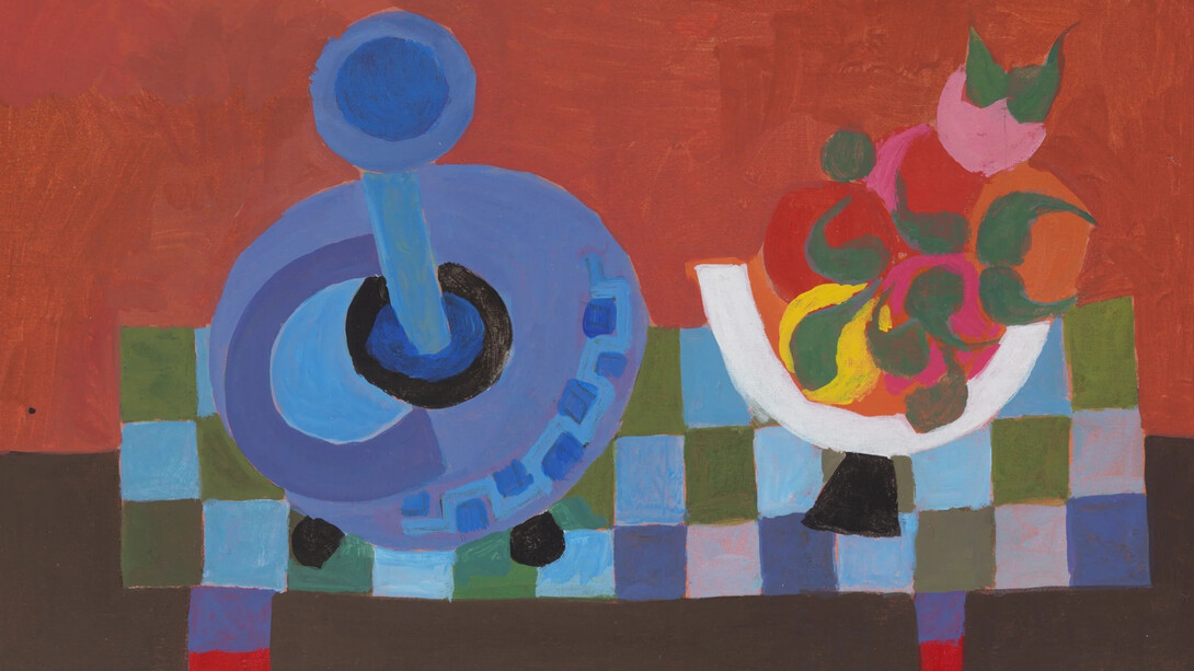 Geoffrey Clarke, Table still life (Fruit), 1990. Courtesy of Pangolin London 