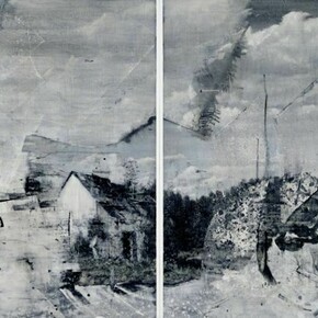 Damian Stamer: New Sharon Church Rd. 4, 2013, oil on panel, 48 x 72 inches