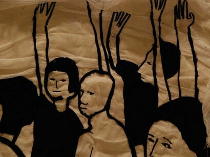 Gunes Terkol, _Birlik Sağlamak Mümkün mü?_, 2007, bordado em tecido, 420 x 320 cm. Fotografia Deniz Kologlu